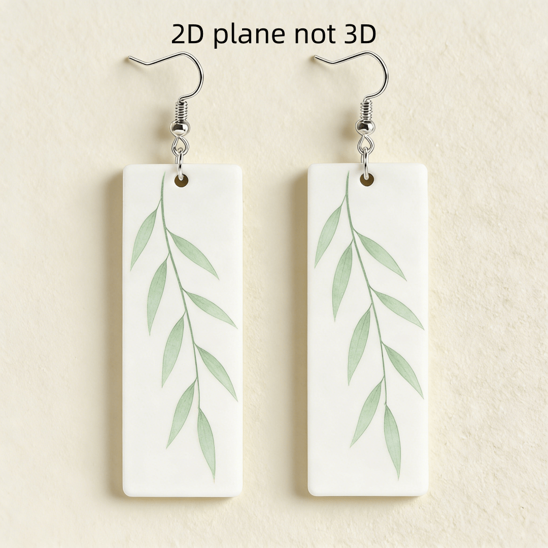Willow Leaf Rectangular Acrylic Dangle Earrings, Minimalist Boho